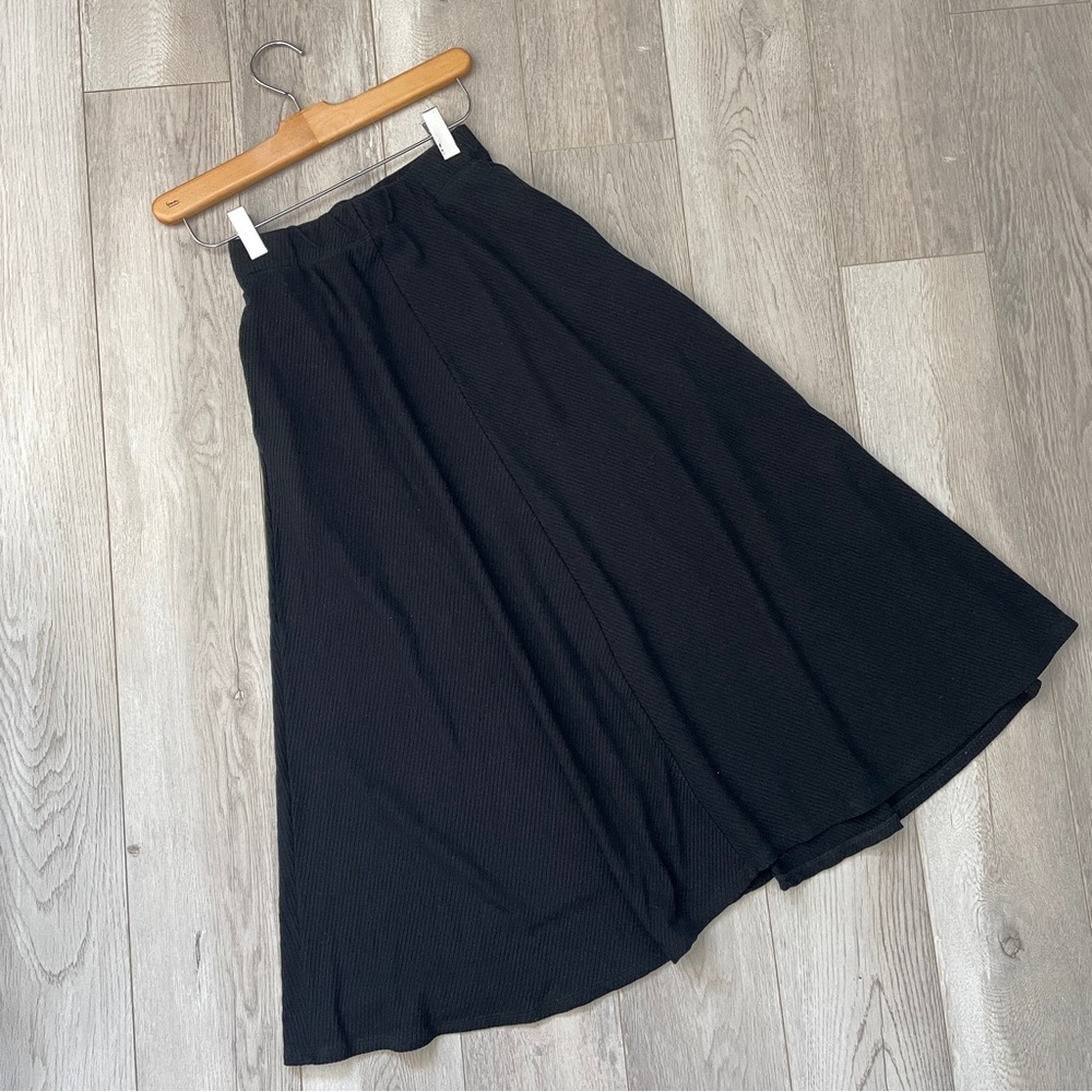 Reformation Ribbed Skirt molly knit midi womens Black xsmall minimalist - Picture 2 of 8